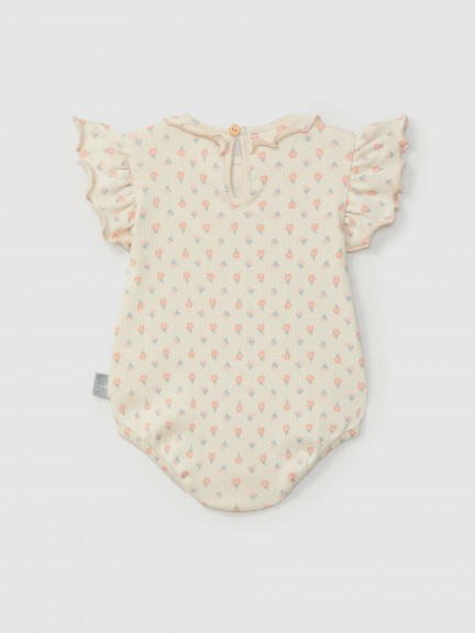 Ribbed jersey shortie floral print Ribbed jersey shortie floral print