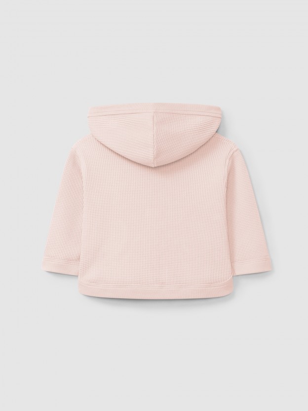 Gilet à capuche en maille gaufrée Gilet à capuche en maille gaufrée
