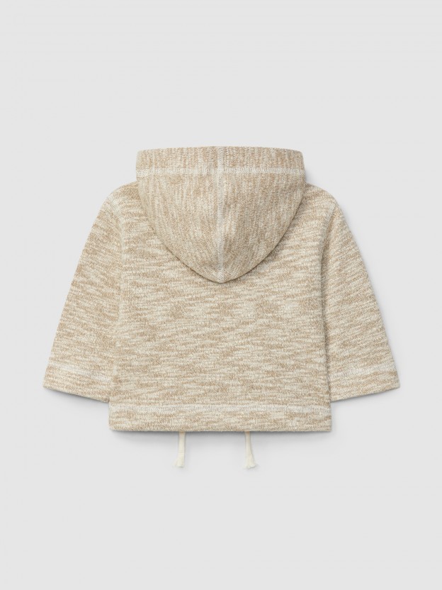 Gilet à capuche en maille effet tricoté Gilet à capuche en maille effet tricoté
