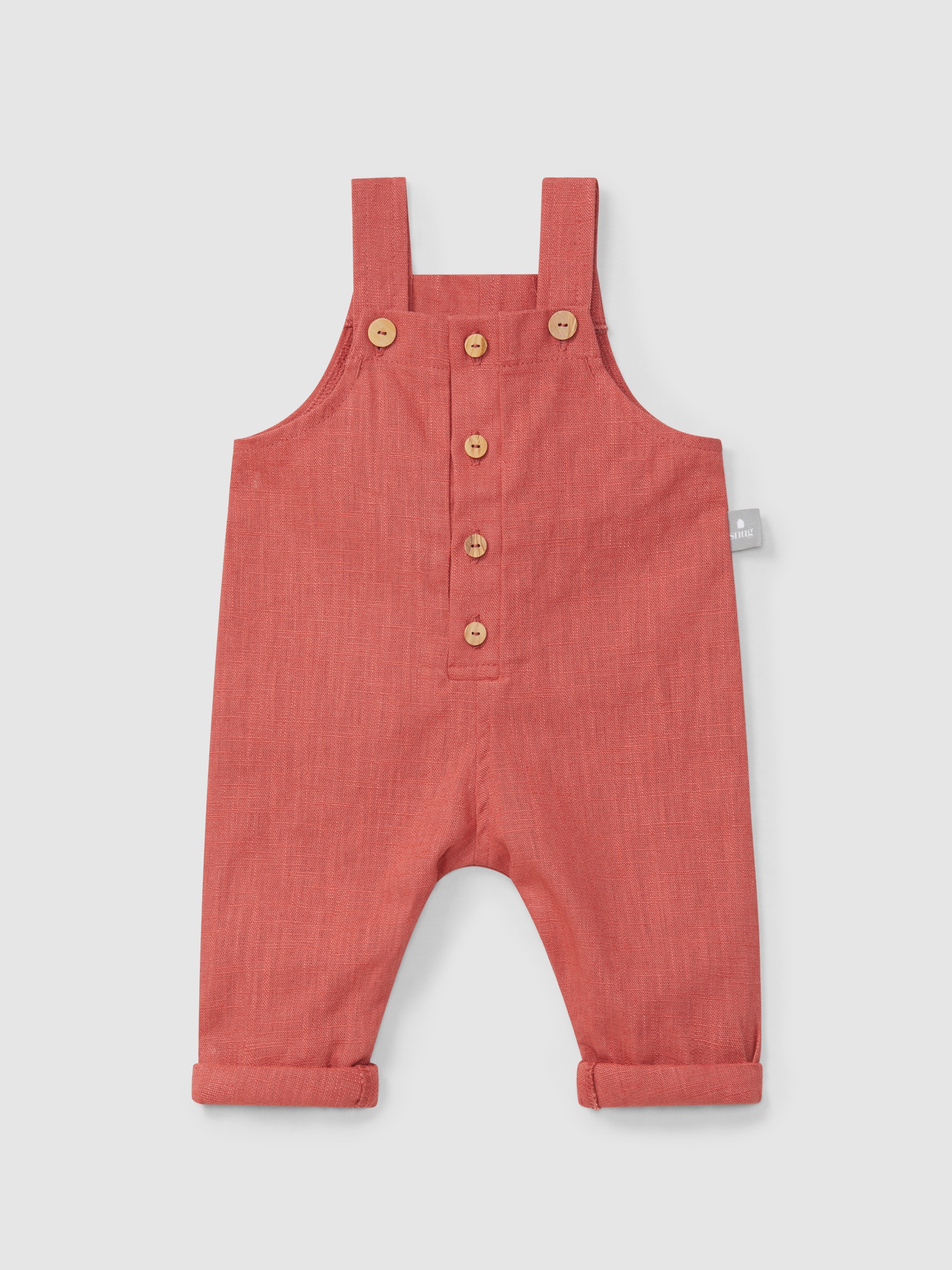 Plain dungarees in linen with cotton