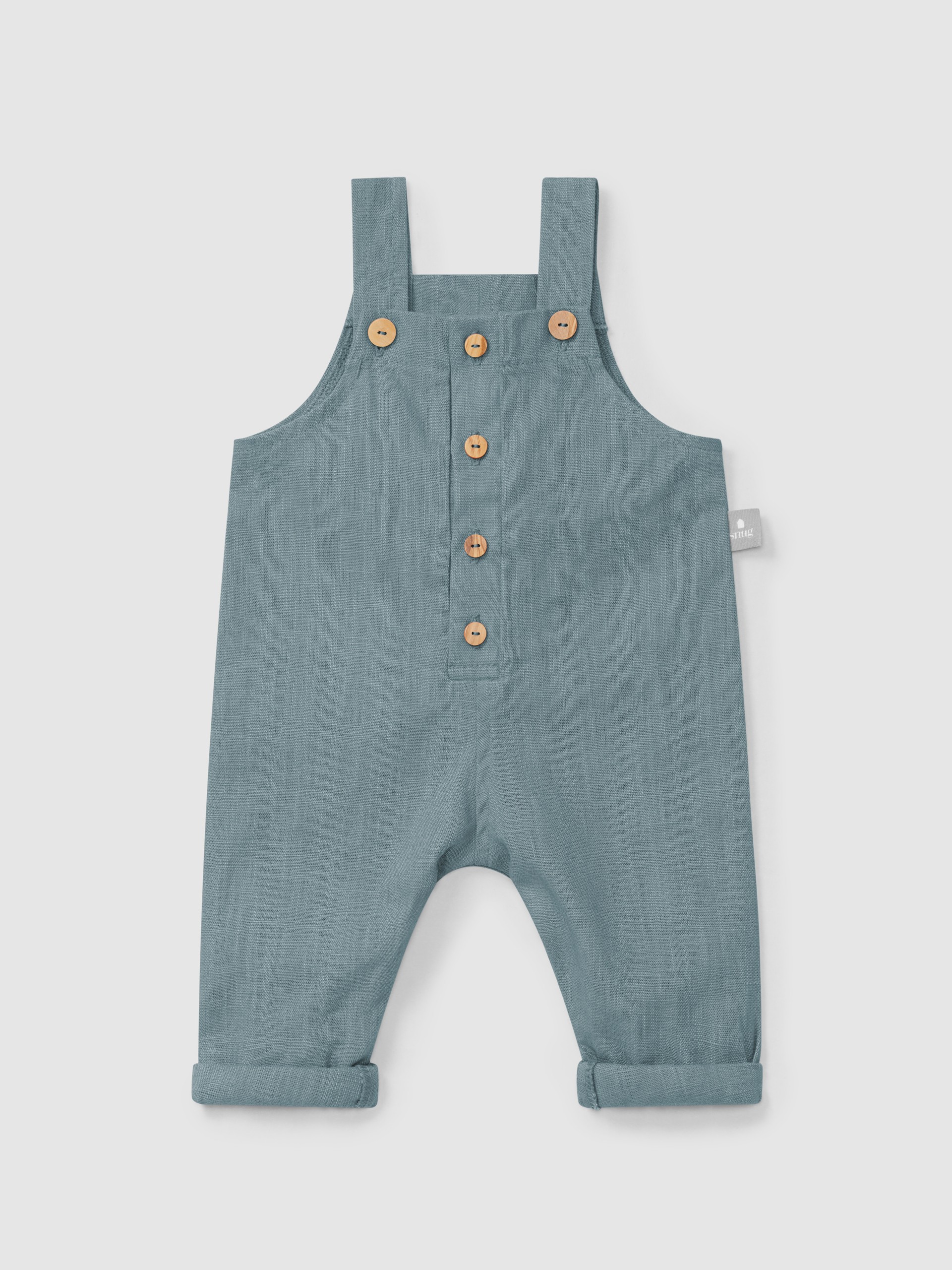 Plain dungarees in linen with cotton