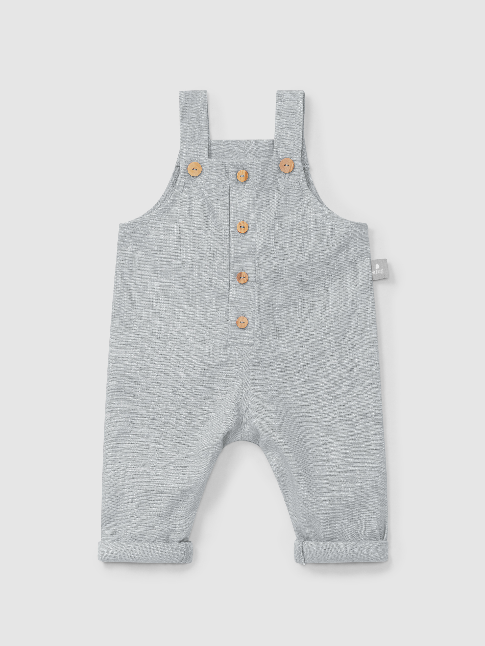 Plain dungarees in linen with cotton