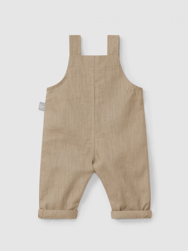 Plain dungarees in linen with cotton Plain dungarees in linen with cotton