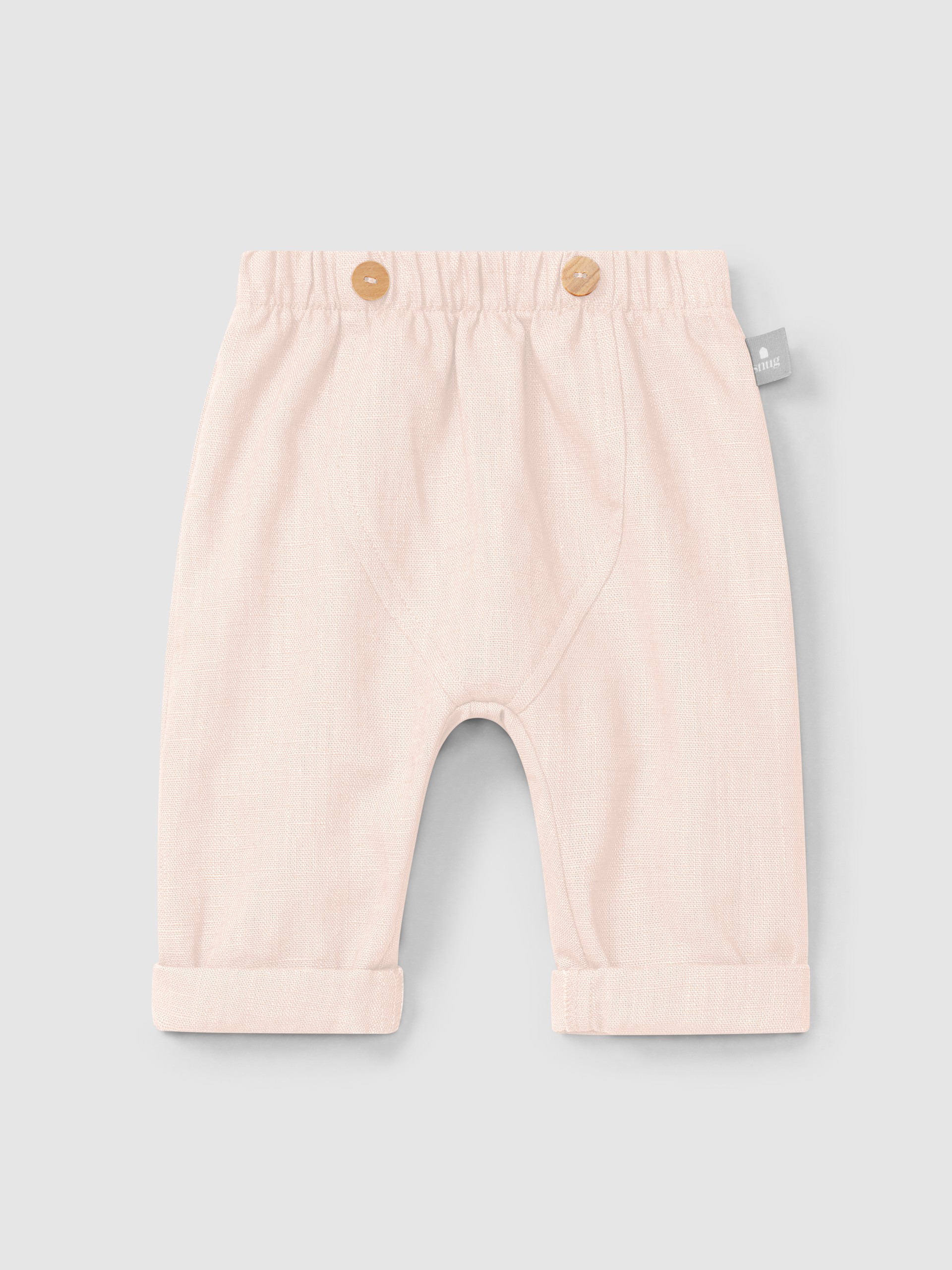 Plain pull-up pants in linen with cotton