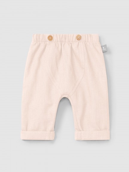 Plain pull-up pants in linen with cotton