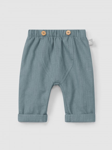 Plain pull-up pants in linen with cotton Plain pull-up pants in linen with cotton