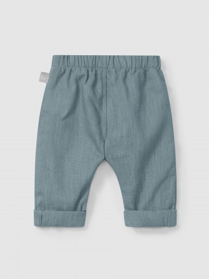 Plain pull-up pants in linen with cotton Plain pull-up pants in linen with cotton