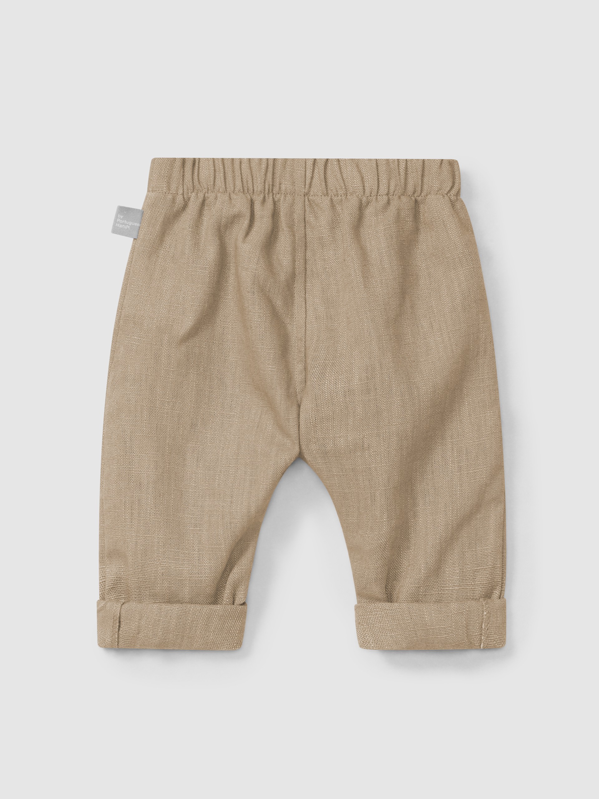 Plain pull-up pants in linen with cotton