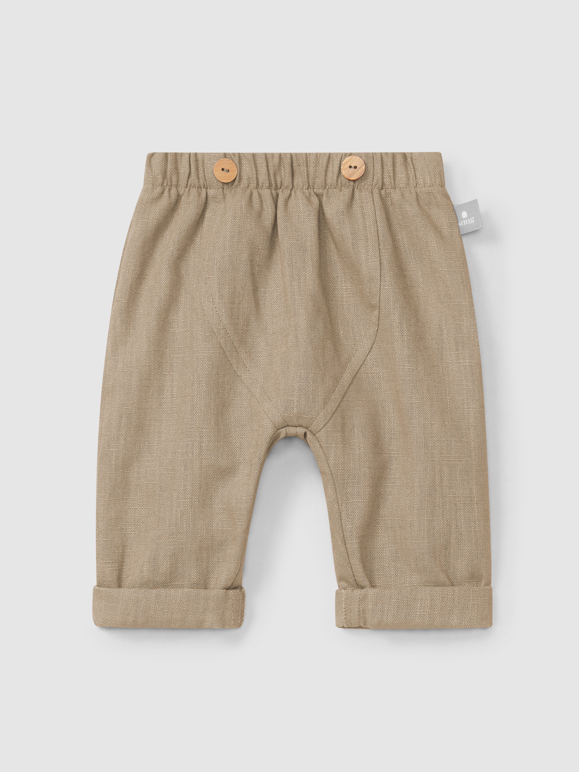 Plain pull-up pants in linen with cotton