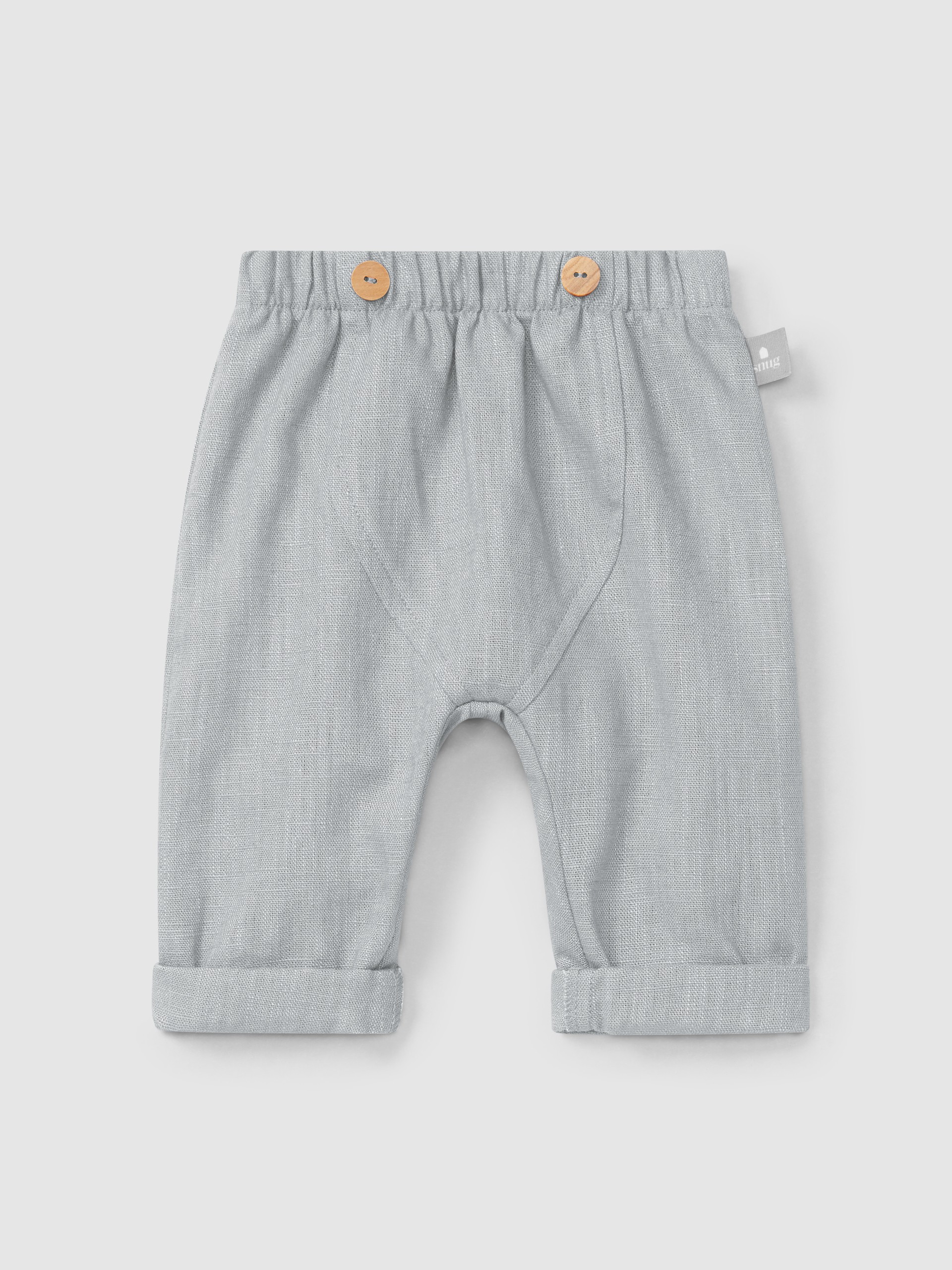 Pantalon pull-up uni en lin avec du coton