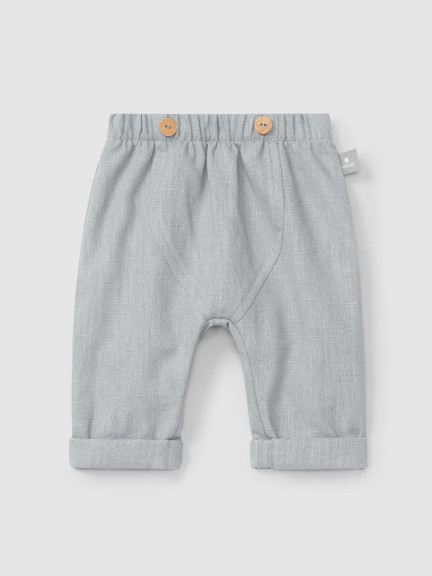 Plain pull-up pants in linen with cotton Plain pull-up pants in linen with cotton