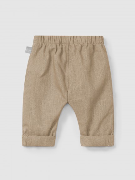 Plain pull-up pants in linen with cotton Plain pull-up pants in linen with cotton