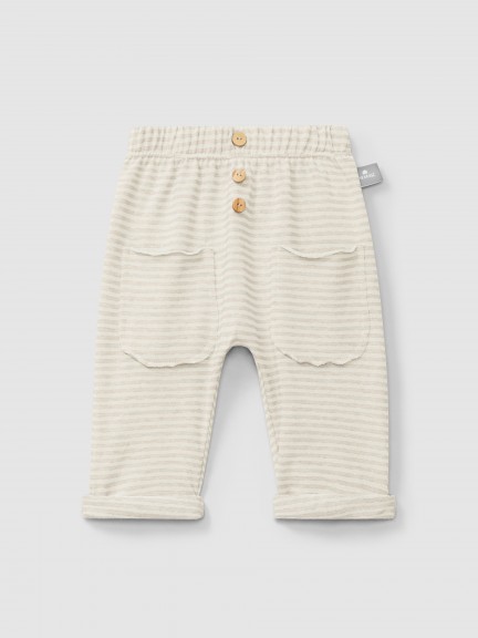 Cotton striped pull-up pants Cotton striped pull-up pants