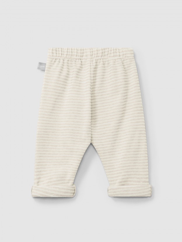 Pantalón pull-up de algodón a rayas Pantalón pull-up de algodón a rayas