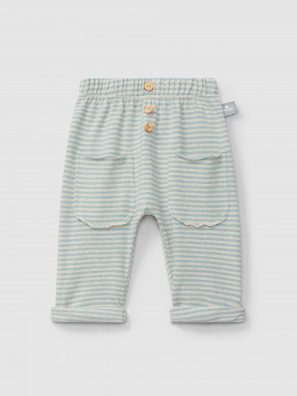 Cotton striped pull-up pants