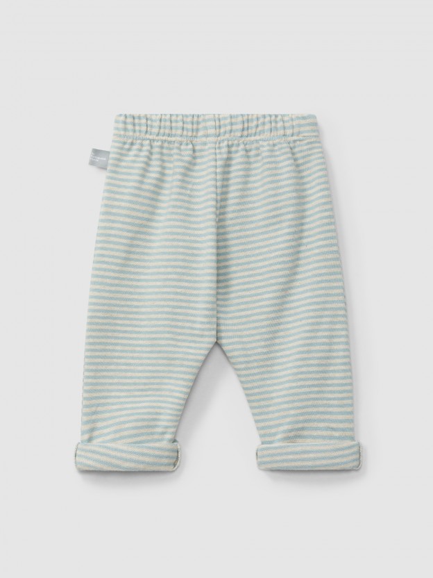 Cotton striped pull-up pants
