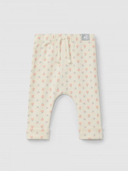 Ribbed jersey leggings floral print Ribbed jersey leggings floral print