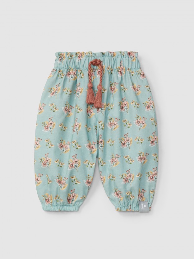Floral print pull-up pants Floral print pull-up pants