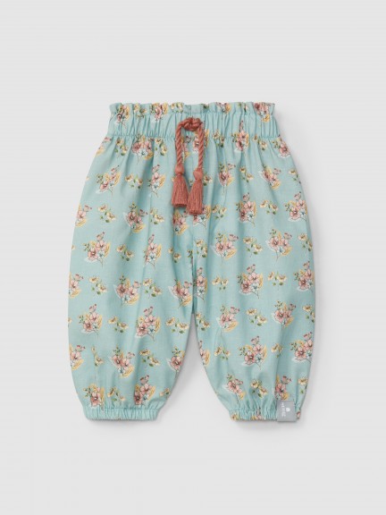 Floral print pull-up pants Floral print pull-up pants
