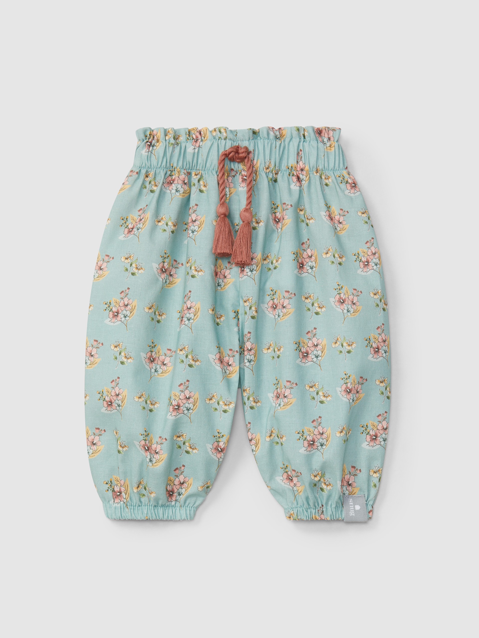 Floral print pull-up pants