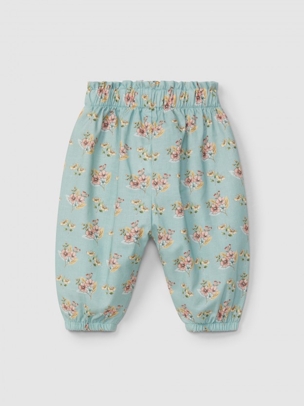 Floral print pull-up pants Floral print pull-up pants