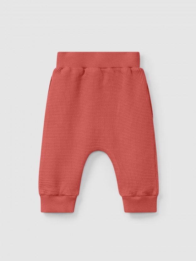 Waffle weave pull-up pants