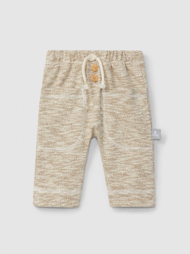 Pantalón pull-up en punto efecto tejido Pantalón pull-up en punto efecto tejido