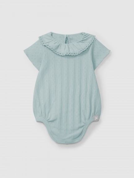 Body ajour� � col � volant broderie anglaise