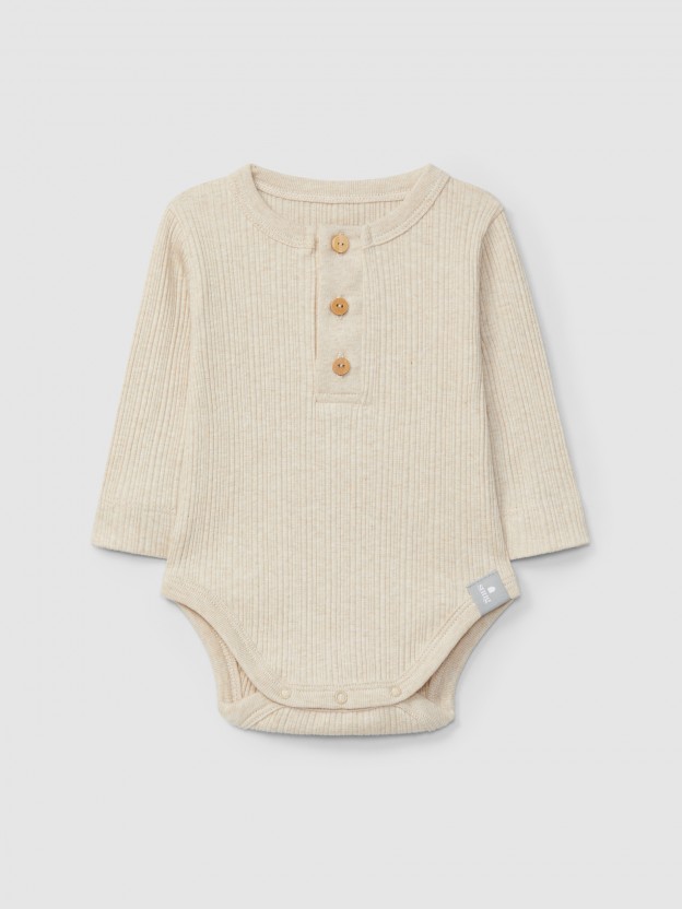 Long-sleeve bodysuit in ribbed jersey