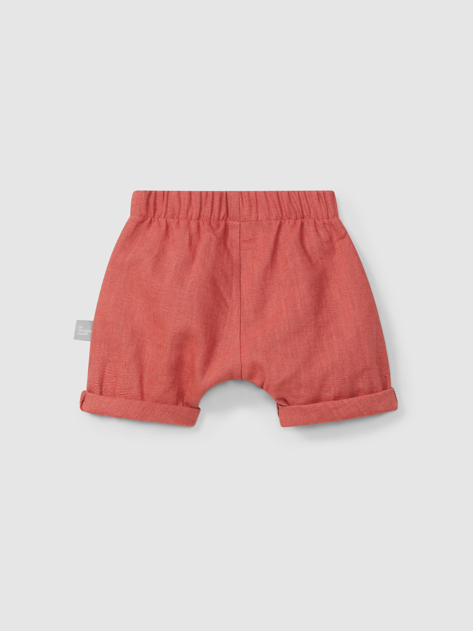 Plain pull-up shorts in linen with cotton
