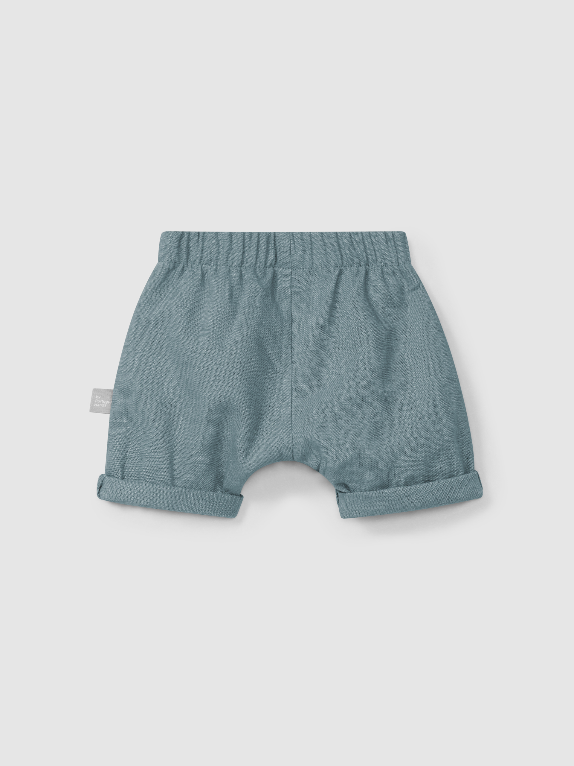 Plain pull-up shorts in linen with cotton