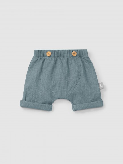 Plain pull-up shorts in linen with cotton