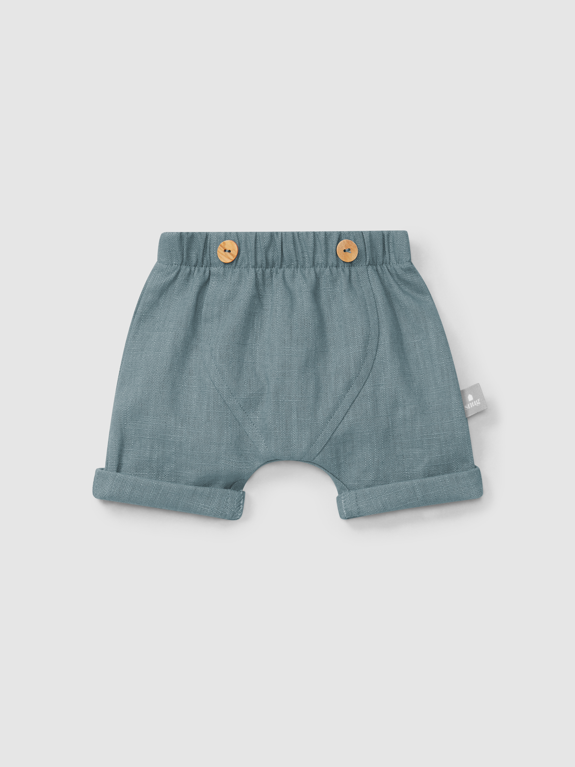 Plain pull-up shorts in linen with cotton