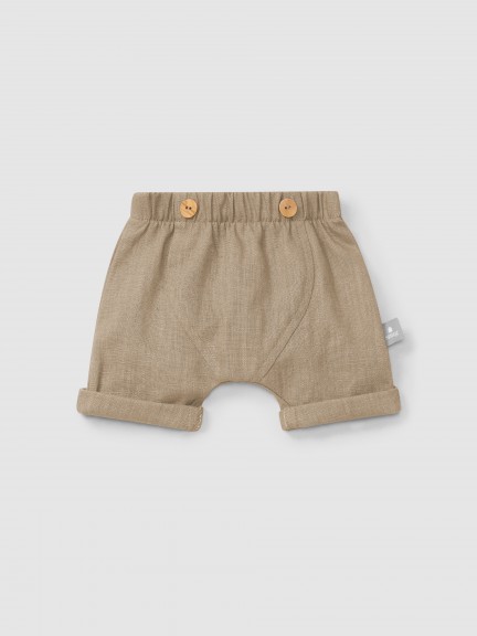 Plain pull-up shorts in linen with cotton Plain pull-up shorts in linen with cotton
