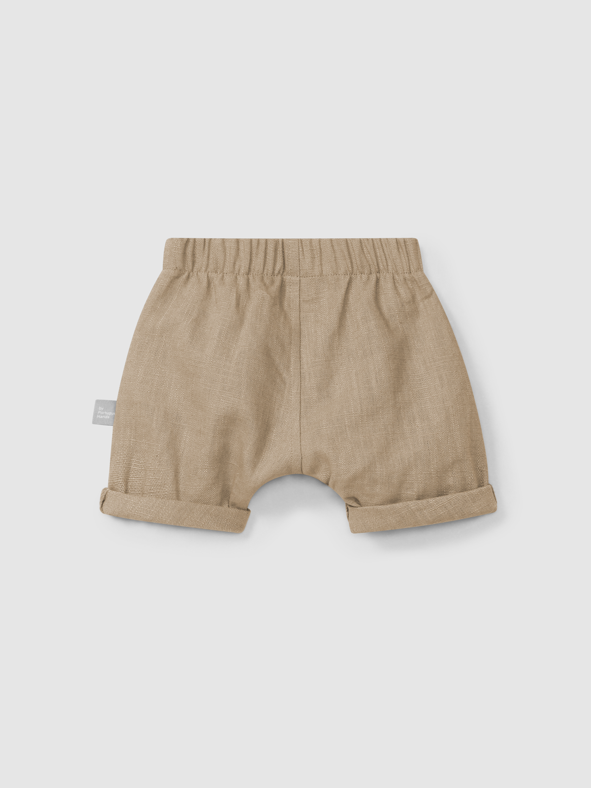 Pantalón Corto pull-up liso de lino con algodón