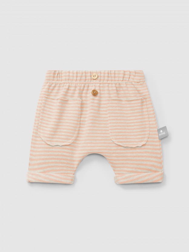 Pantalón Corto de algodón a rayas Pantalón Corto de algodón a rayas
