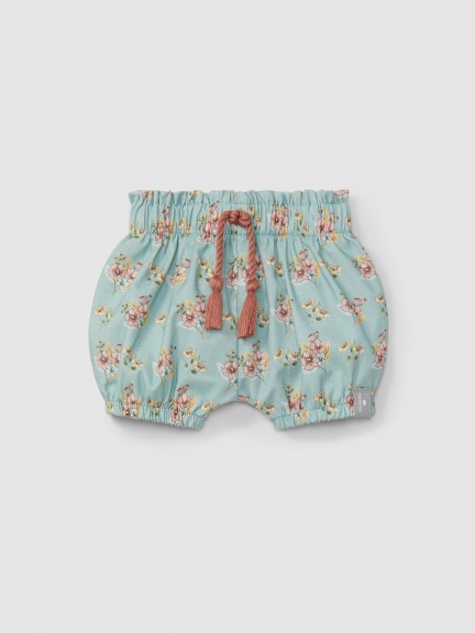 Floral print pull-up shorts