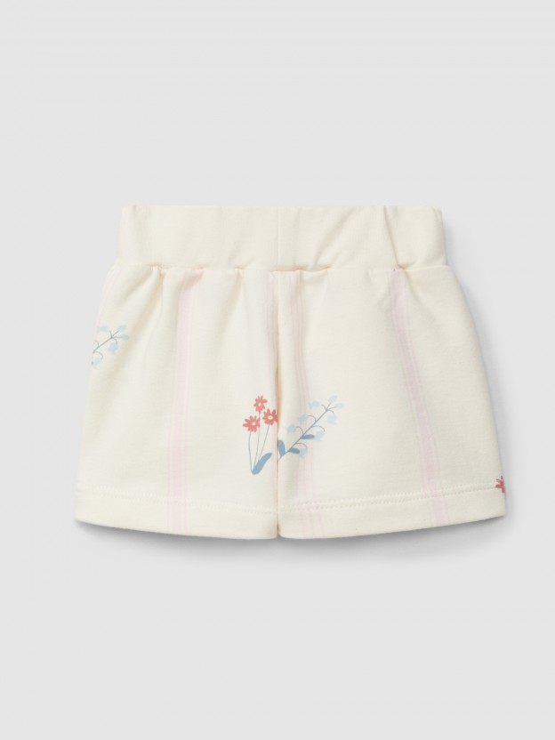 Printed plush pull-up shorts Printed plush pull-up shorts