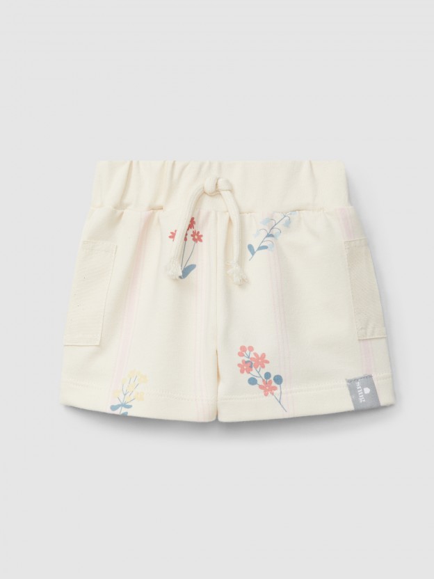 Printed plush pull-up shorts Printed plush pull-up shorts