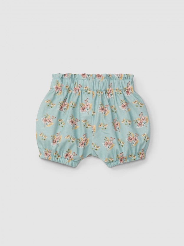 Floral print pull-up shorts