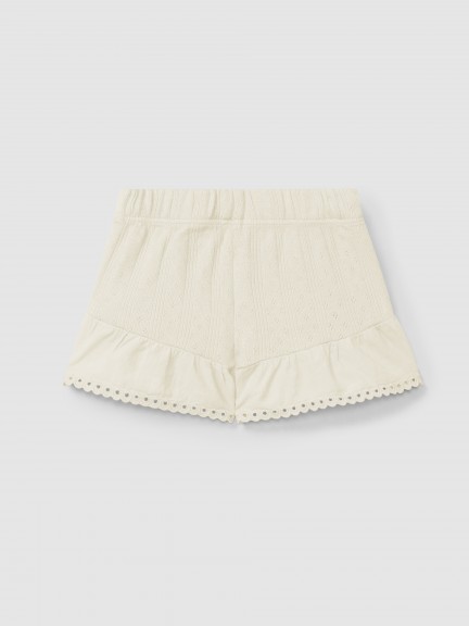 Ajour pattern pull-up shorts with English embroidery Ajour pattern pull-up shorts with English embroidery