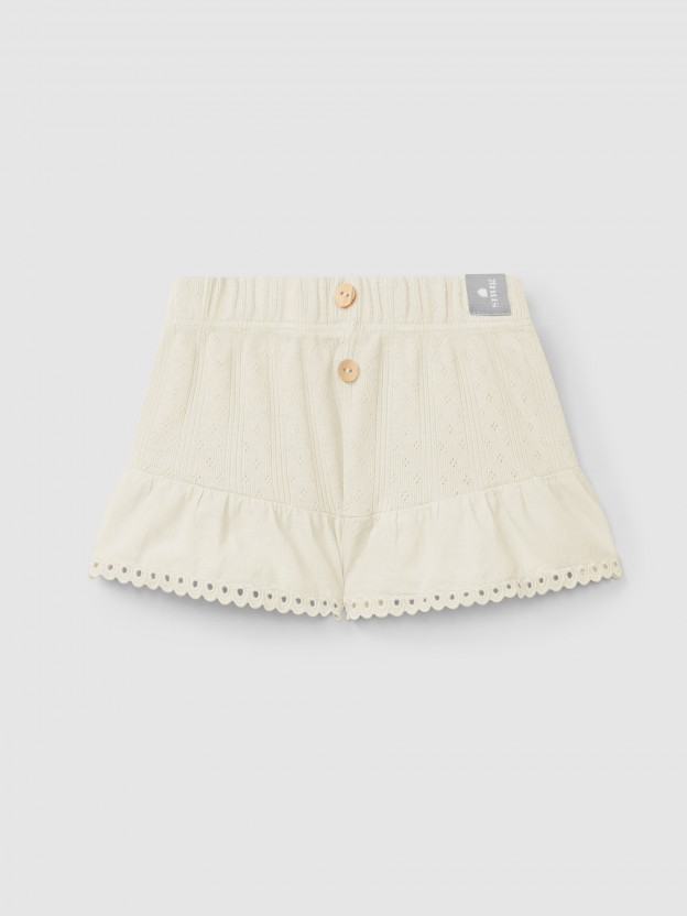 Short pull-up ajouré avec broderie anglaise Short pull-up ajouré avec broderie anglaise