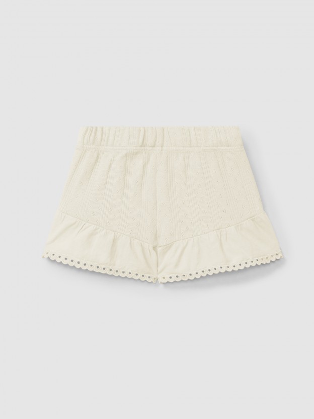 Short pull-up ajouré avec broderie anglaise Short pull-up ajouré avec broderie anglaise