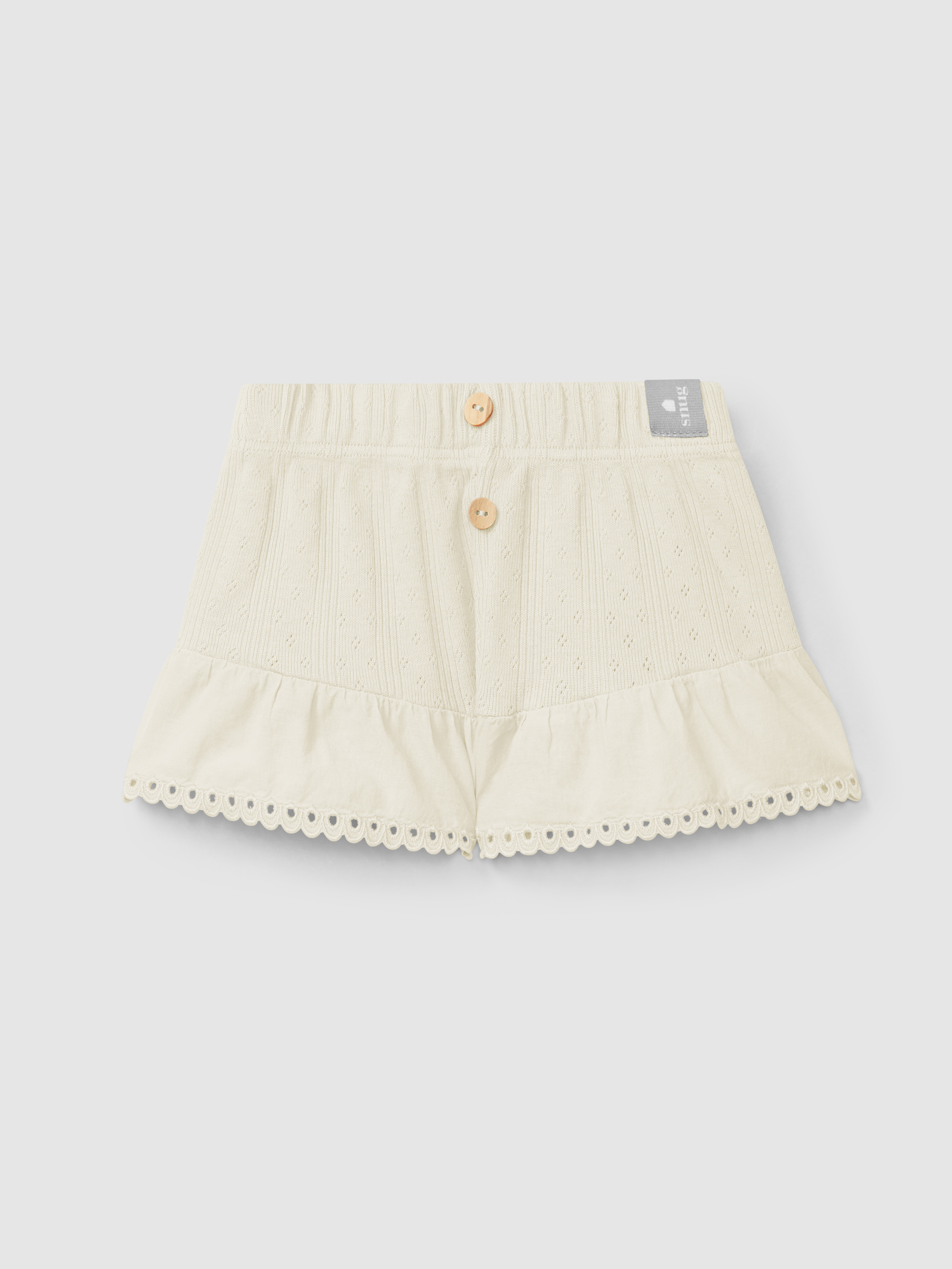 Short pull-up ajouré avec broderie anglaise