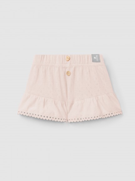 Ajour pattern pull-up shorts with English embroidery Ajour pattern pull-up shorts with English embroidery