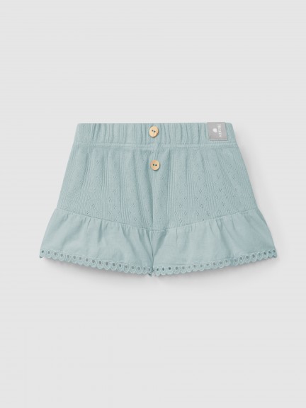 Ajour pattern pull-up shorts with English embroidery Ajour pattern pull-up shorts with English embroidery