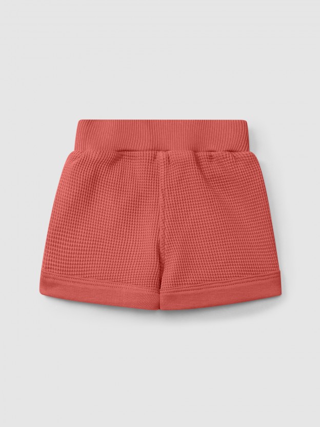 Pantalón Corto pull-up en punto gofre Pantalón Corto pull-up en punto gofre