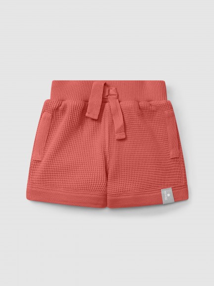 Waffle weave pull-up shorts
