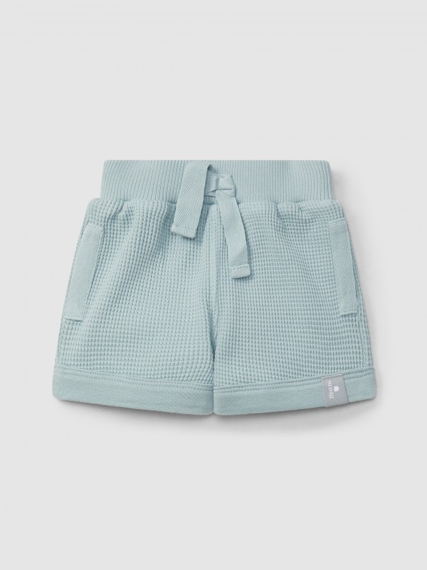 Pantalón Corto pull-up en punto gofre Pantalón Corto pull-up en punto gofre