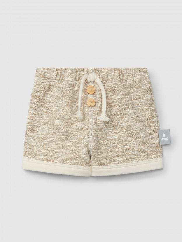 Jersey knit-effect pull-up shorts